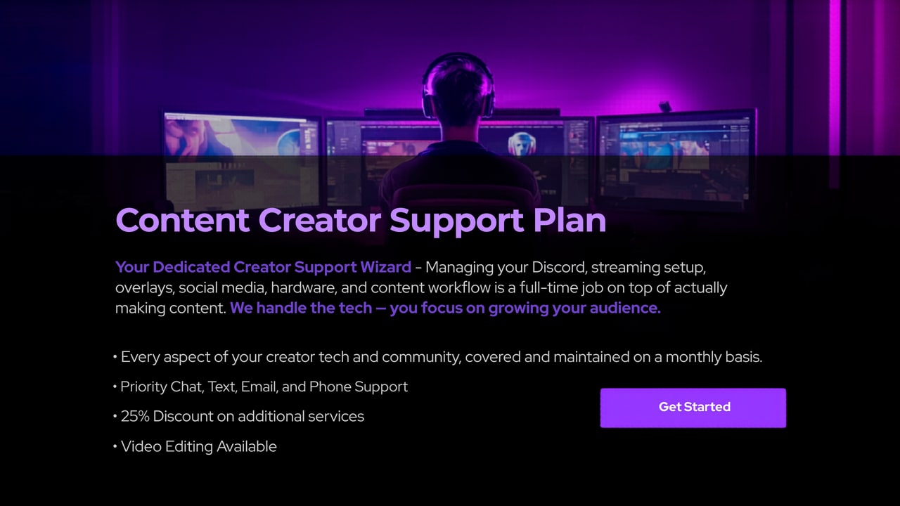 Content Creator Support Plan banner