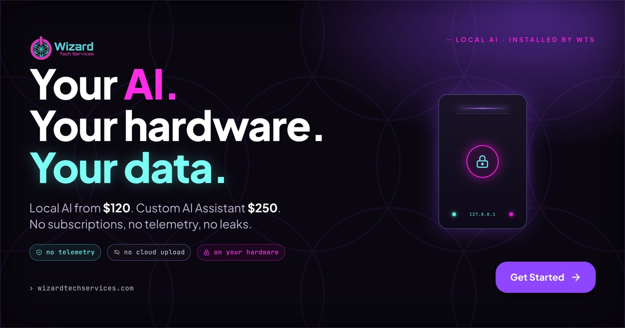 Local AI Installation banner - text, image, video and music AI running on your own hardware